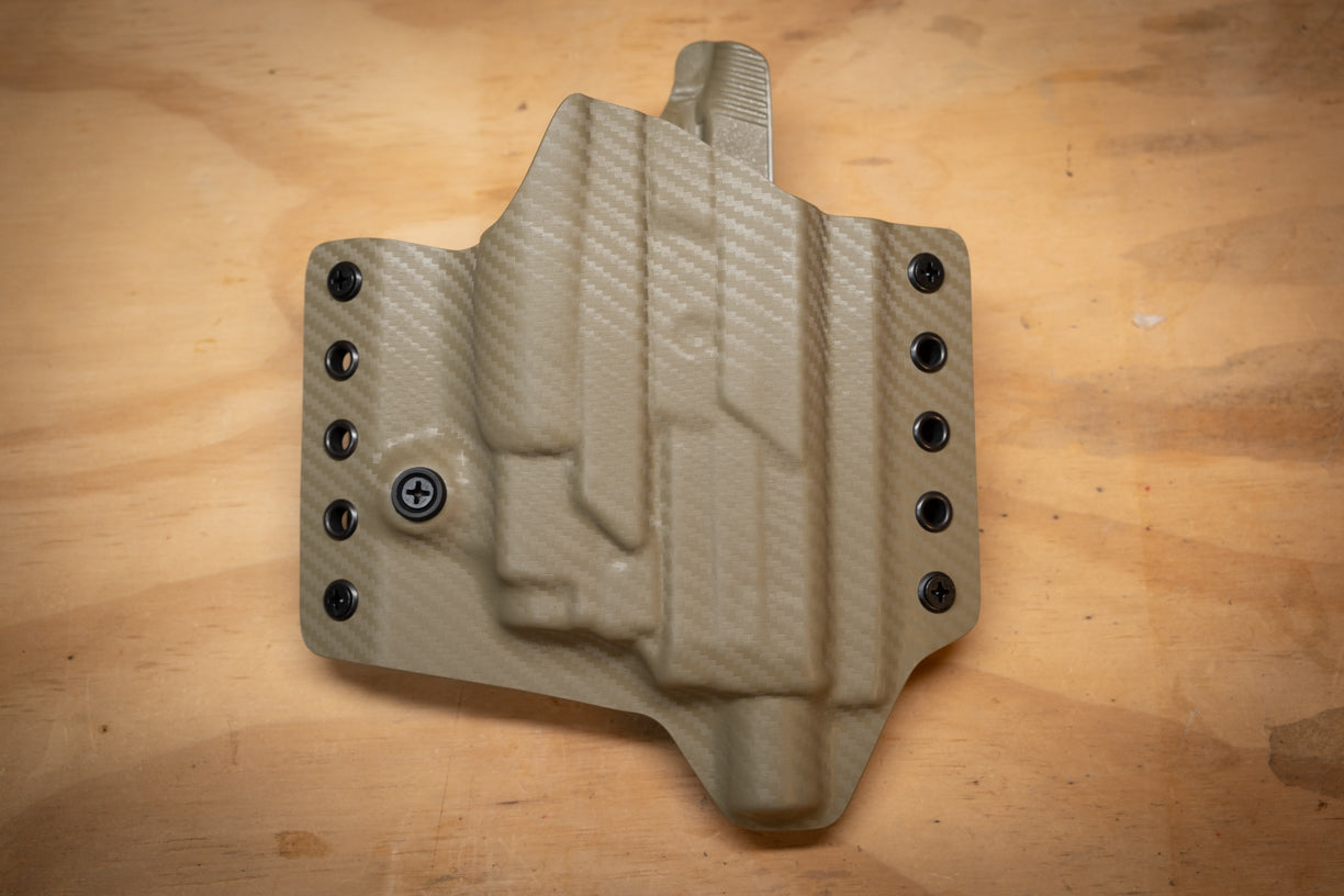 OWB (Outside Waistband) Light Bearing Holster FNH FNX 45 Tactical with Olight Baldr Mini