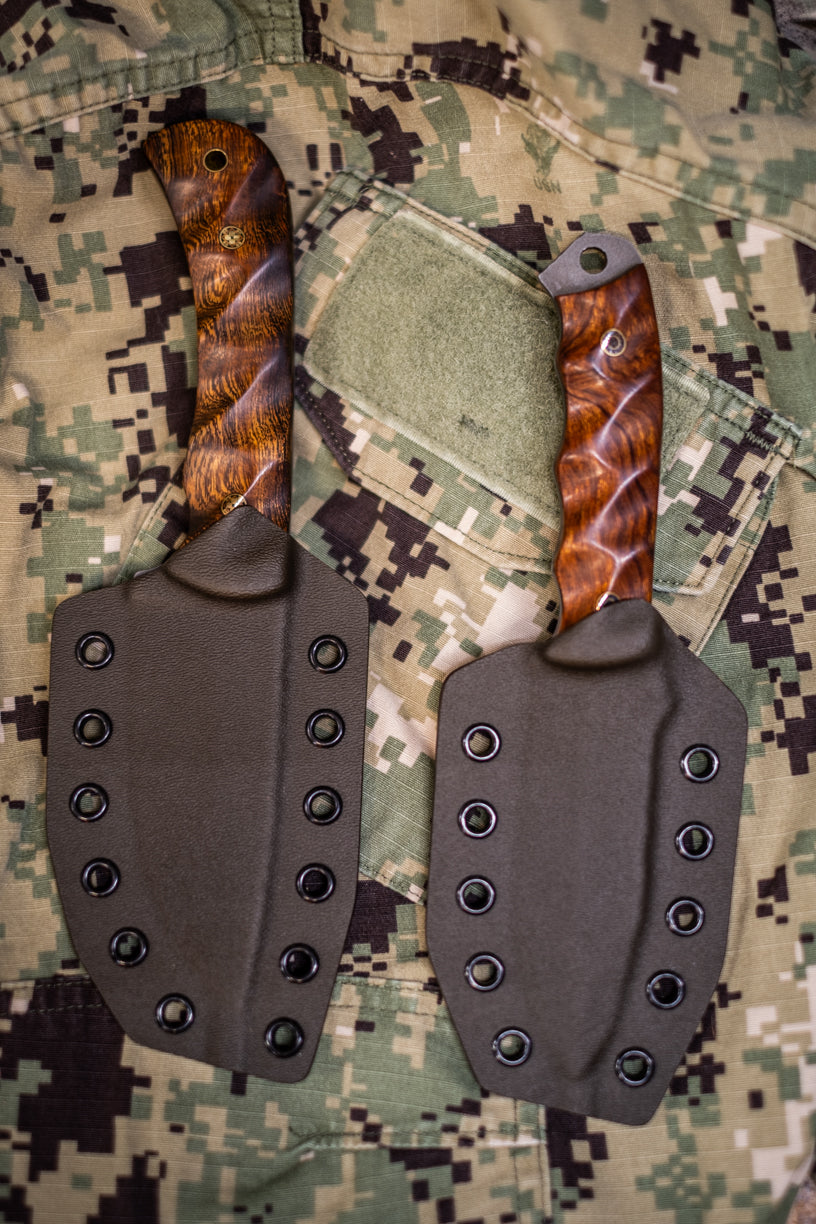 Half Face Blades wrapped up in MAS Grey Kydex.