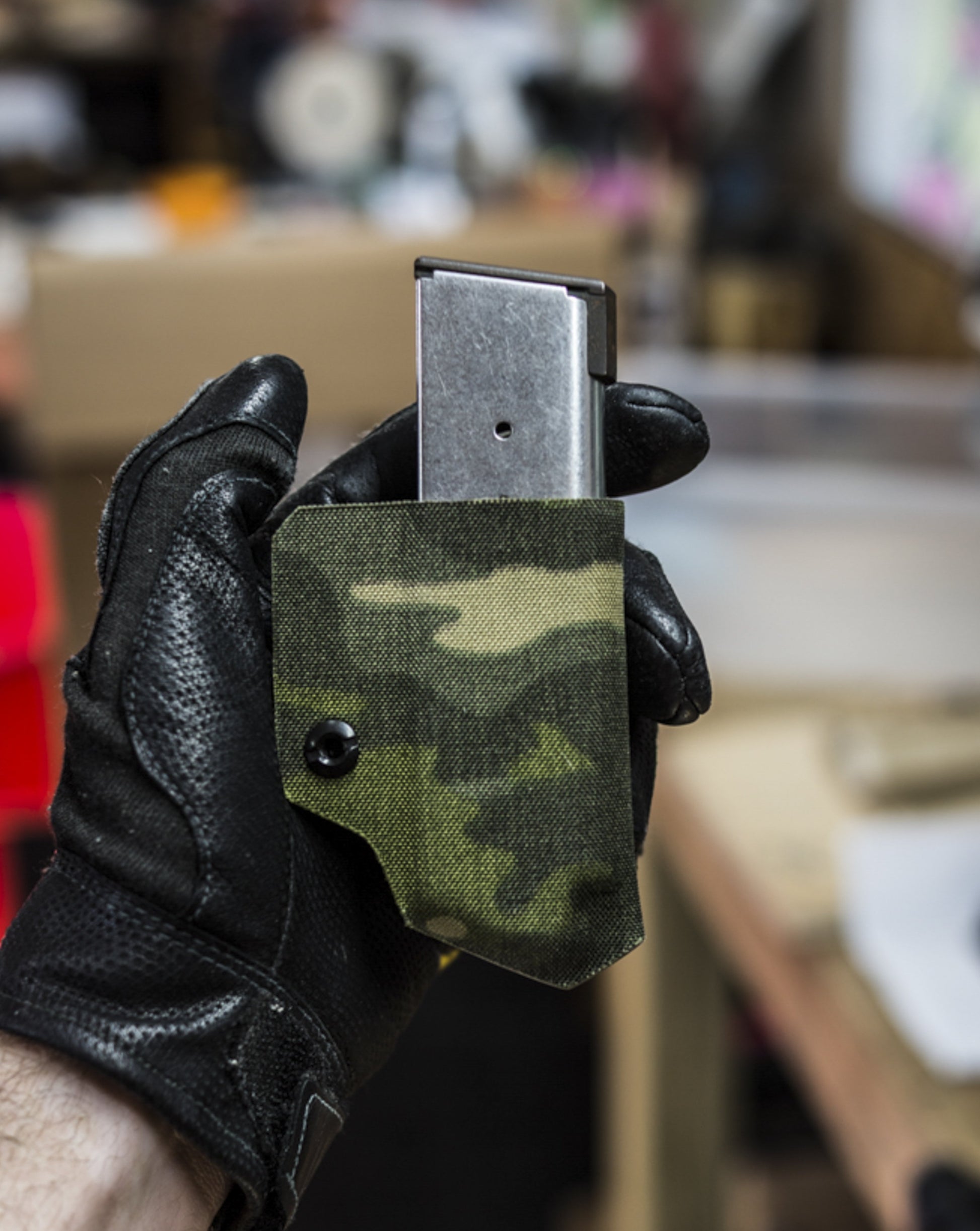 IWB Magazine Carrier for a 1911 in Multicam Tropic fabric covered Kydex.