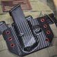 OWB pancake style Kydex Magazine Carrier for Glock 9/40 in Black Carbon Fiber Kydex.