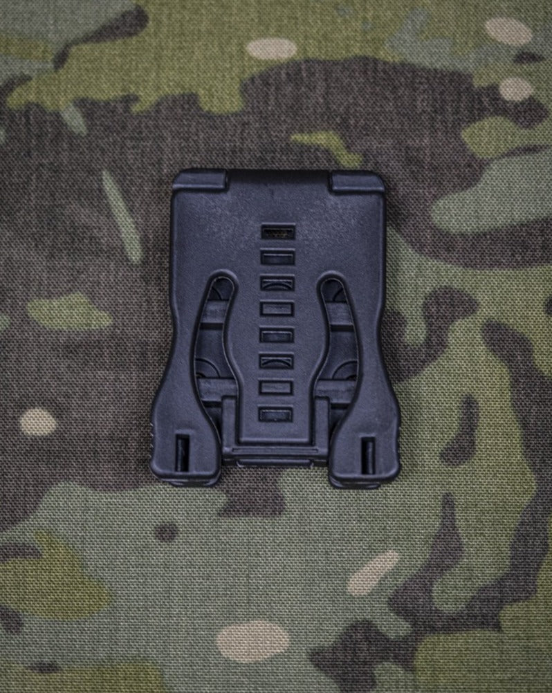 Tek-Lok/X-LOCK is a strong belt clip that is perfect for Duty and OWB carry.  Belt clip is adjustable to accommodate different belt sizes.  Stiff belt is recommended.