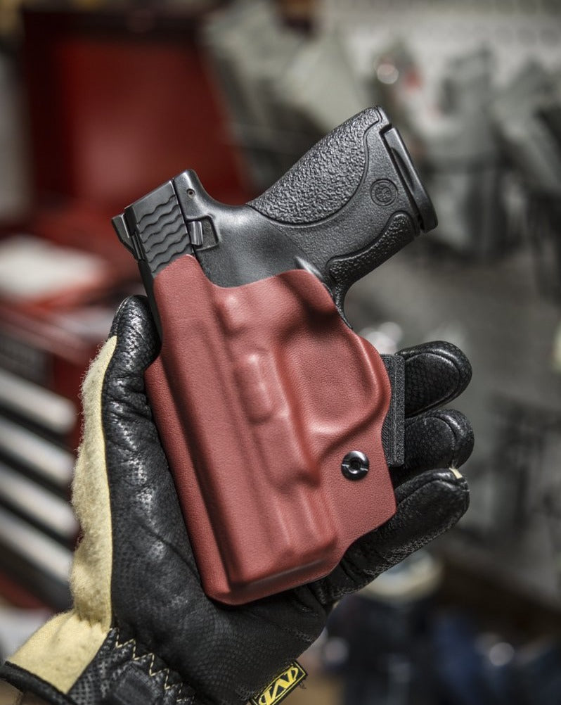 IWB Kydex Holster for a S&W M&P Shield in Blood Red Kydex.