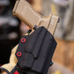 Fold-Over Outside the Waistband Kydex Holster wrapped in Black Cordura Fabric.  Shown here for a Glock 19 with an Olight Baldr Mini.