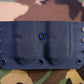 Outside the Waistband Double Magazine Carrier covered in Blue Denim Cordura Fabric.